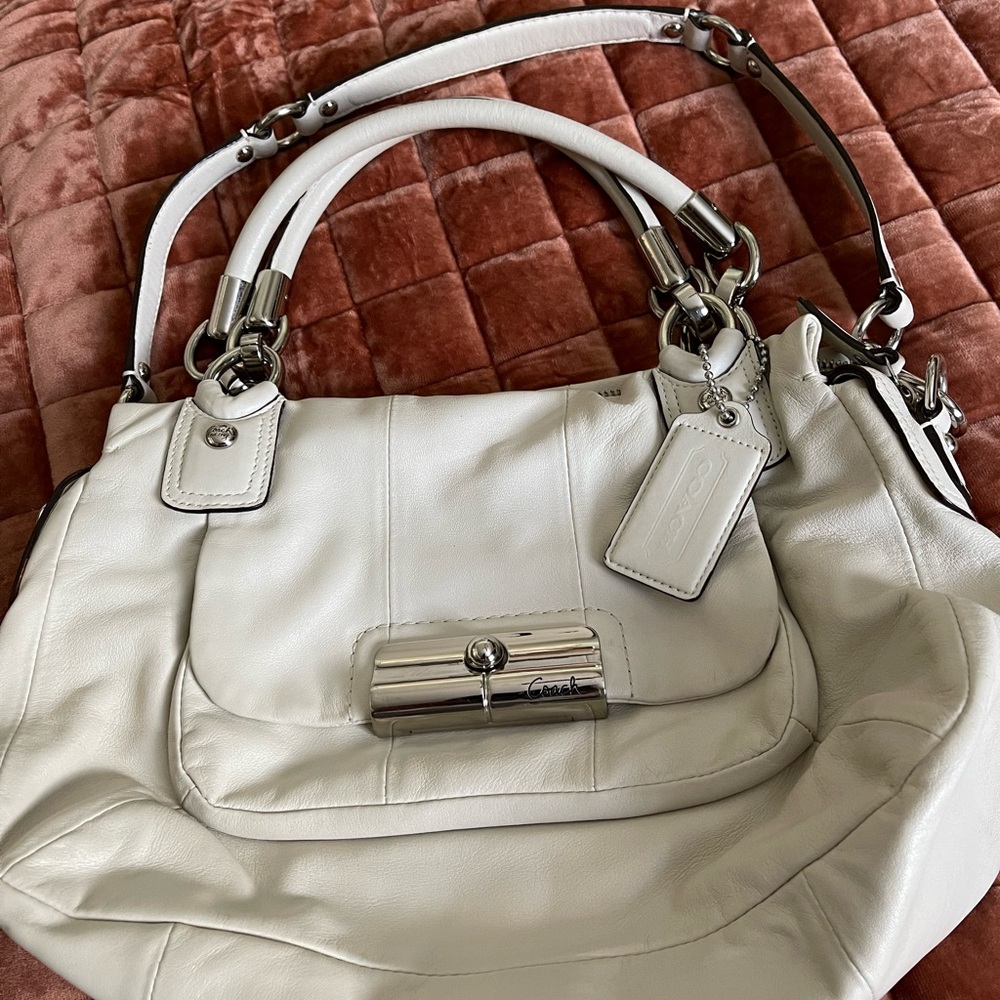Authentic Coach bag, white leather